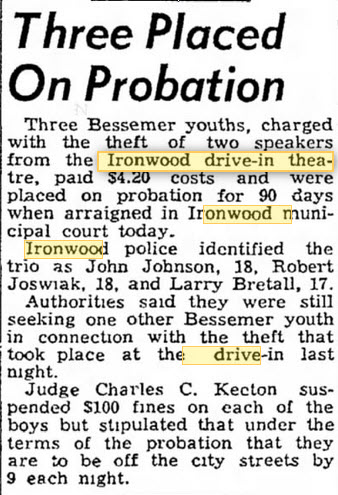 Ironwood Drive-In Theatre - 12 Jun 1958 Speaker Theft (newer photo)